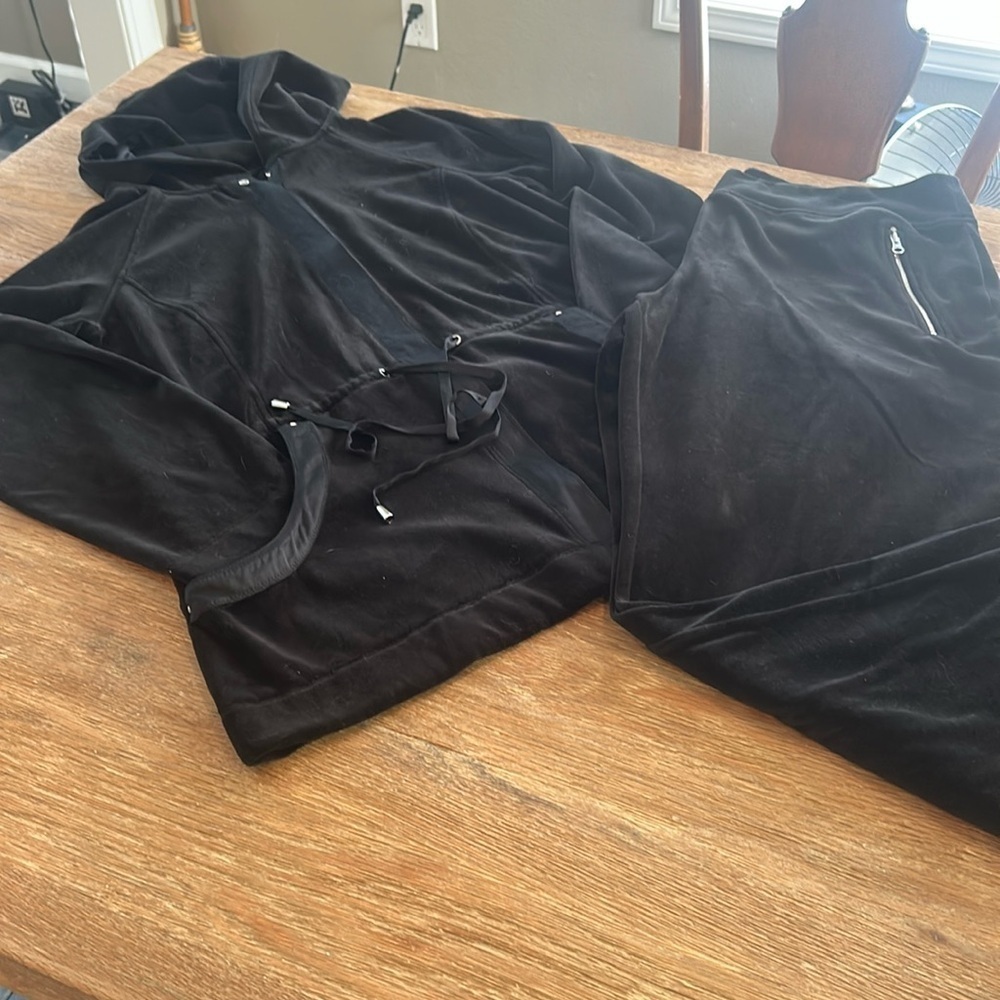 Soma Velour/Velvet Wide Leg Loungewear/Pajama Pants/jacket & shirt - Size L